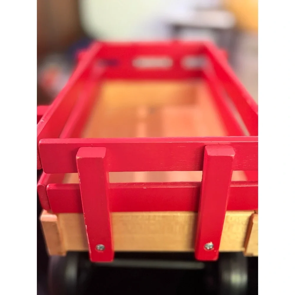 Radio Flyer Model 6 Little Red Wood Wagon Vintage 1996 Miniature Toy Collectible - Picture 4 of 4